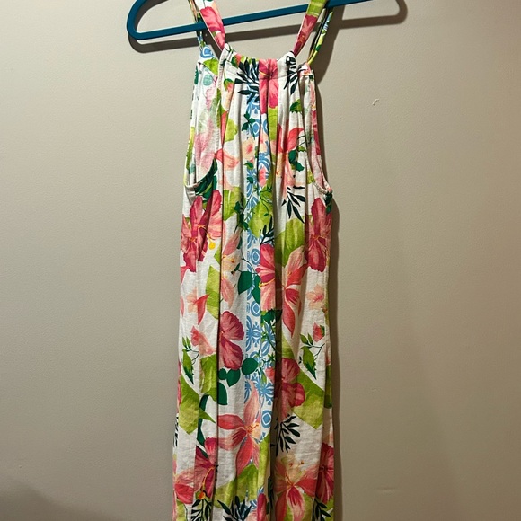 Tommy Bahama Women's Lava Linen Blend Halter Dress Floral Tropical Size M Beach - Picture 2 of 5